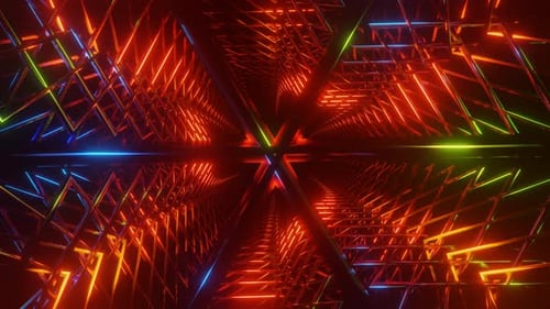 Fondo de bucle sin fisuras VJ con forma de triángulo abstracto colorido, psicodélico, hipnótico