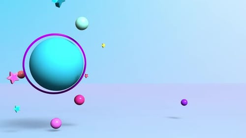 Animated 3D Spheres and Stars Floating Cosmic Background