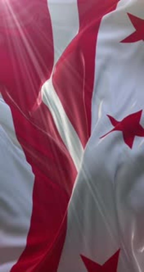 Realistic Vertical Waving Flag with Red and White Stripes