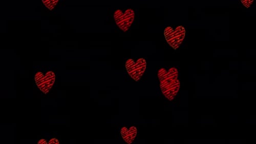Animated Hand-Drawn Red Hearts Floating Background