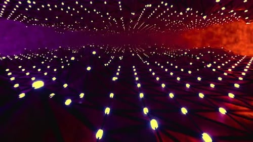 El túnel digital dinámico de luces brillantes crea un flujo de datos abstracto y futurista, perfecto para profesionales de la tecnología