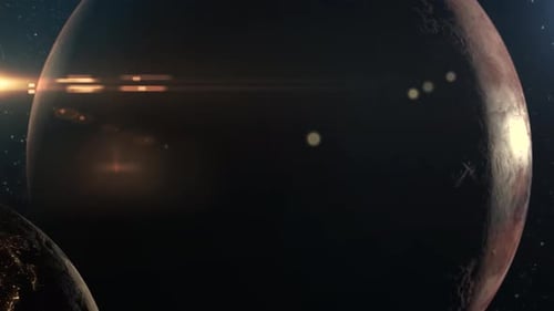 Planet Erde und Mond im Weltraum Sternenhintergrund kosmische Sonnensterne