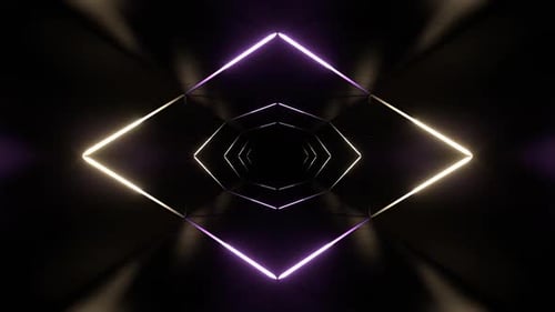Purple And Yellow Neon Light Tunnel Background Vj Loop In HD