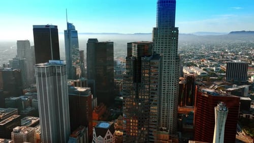 Diversity of high-rise buildings in the downtown of modern Los Angeles.