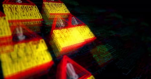 System hacked symbols loop cyber loop concept