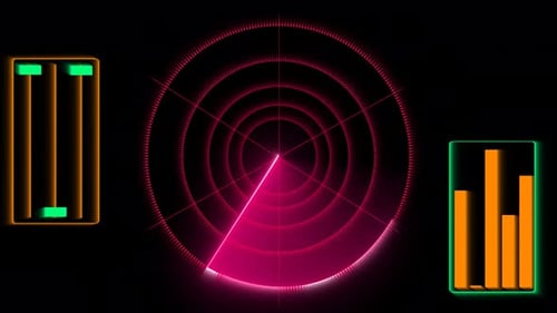 Radar scan Hud with holograph interface on isolated black background