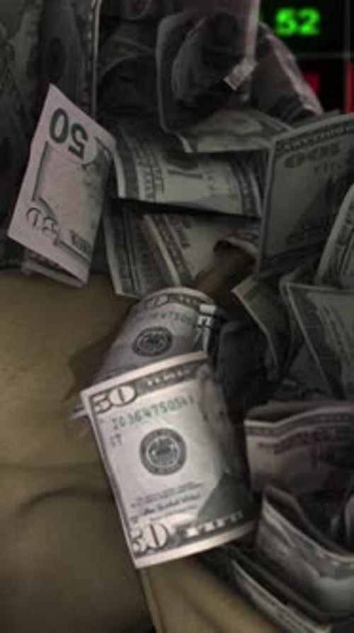 Money Bag And Dollar Bills Financial Wealth Background 4K