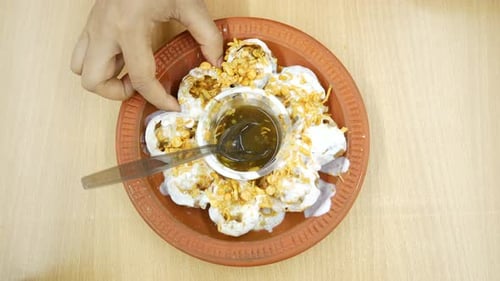 Close Up of Indain Street of Fuchka on a Plate