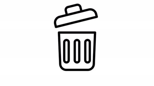Animated Trash Can Icon Line Art for Digital Deletion