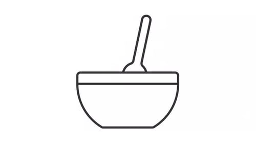 Line Art Animation of a Spoon Stirring in a Bowl