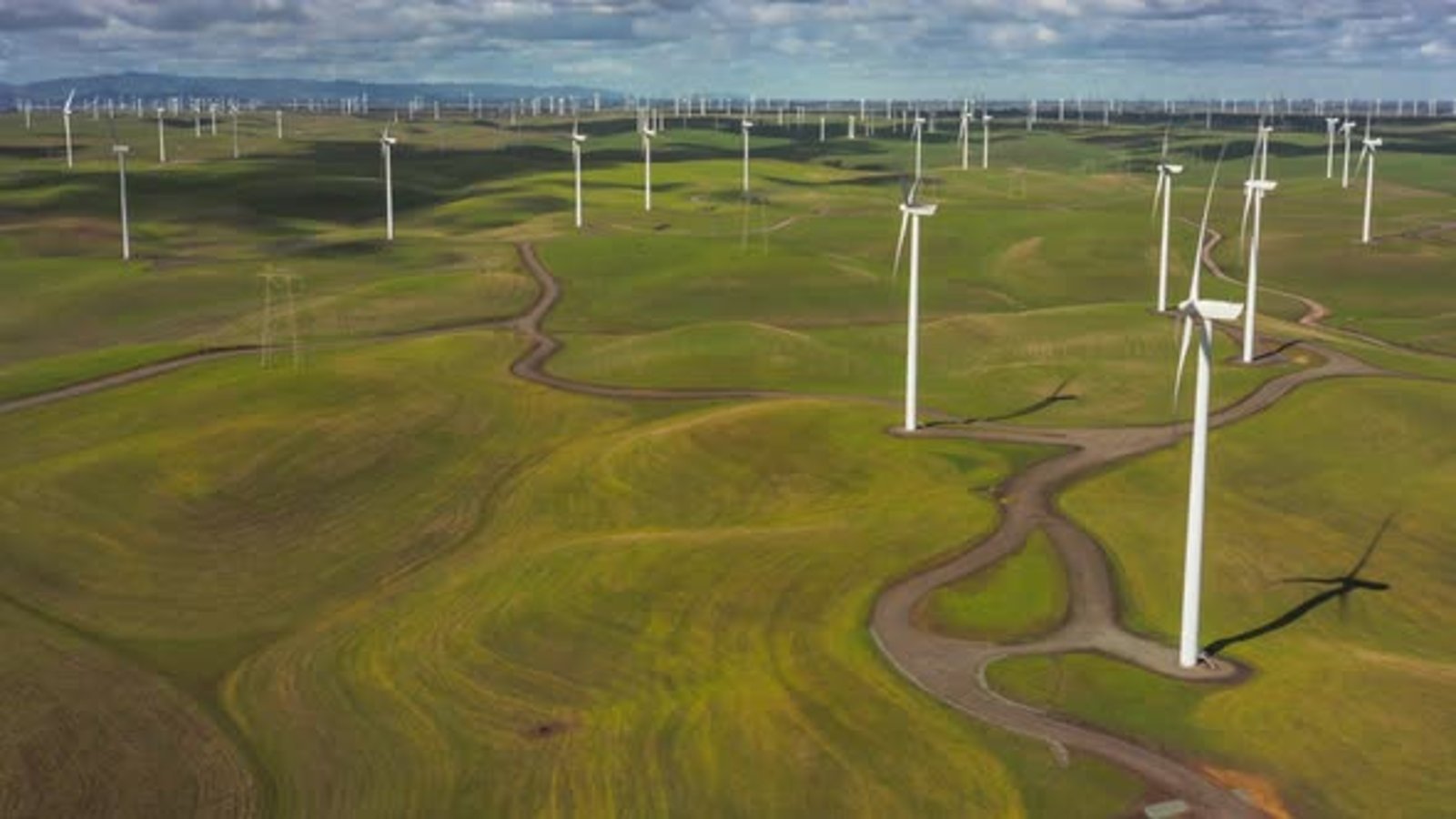 Droen Hypelapse of Wind Turbines in Rio Vista California Wind Turbine ...