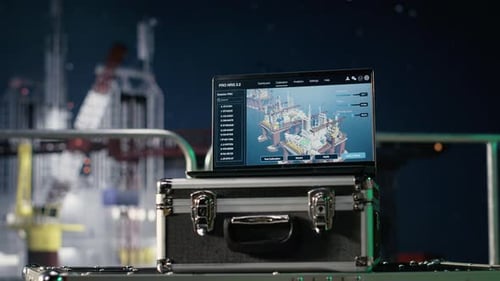 Laptop auf Offshore-Plattform überwacht Benzinproduktion bei Versorgungsengpässen