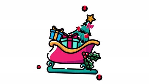 Sleigh with gift animated icon. Motion graphic animation christmas themed