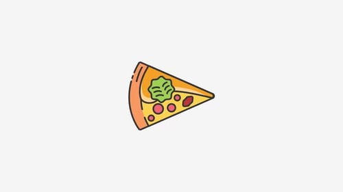 Animated Pizza Slice with Outline Modern Food Icon
