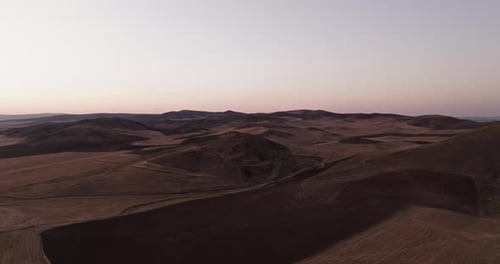 Desert Landscape Aerial Shot at Sunset, Middle East