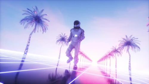 Boucle de course Synthwave Futuristic Astronaut