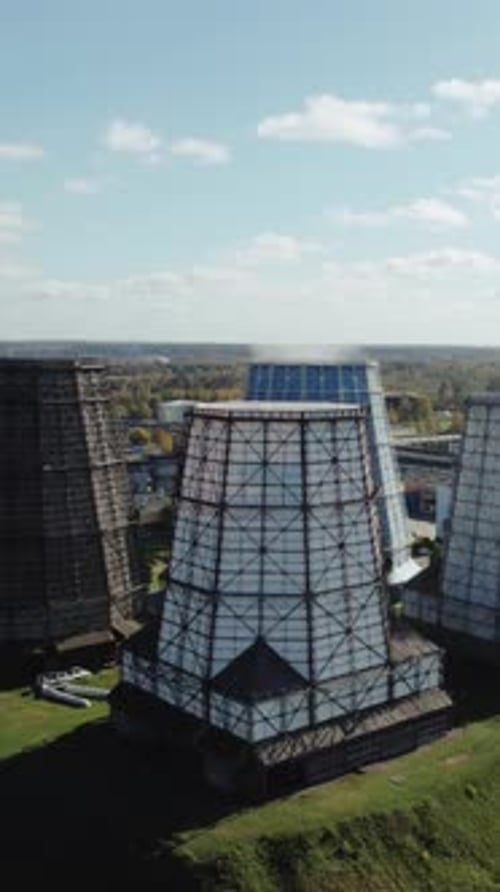 Ecology Huge Thermal Power Station View From Height on the Buildings and Pipes Environmental Issues