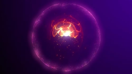 Glowing Abstract Energy Sphere with Swirling Particle Core