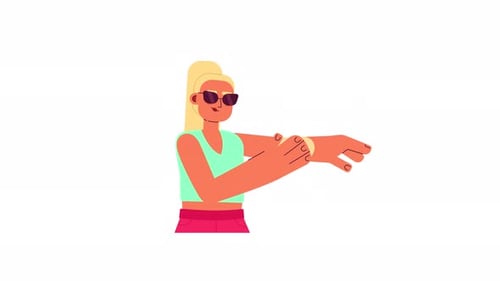 Caucasian woman using sunscreen 2D character animation