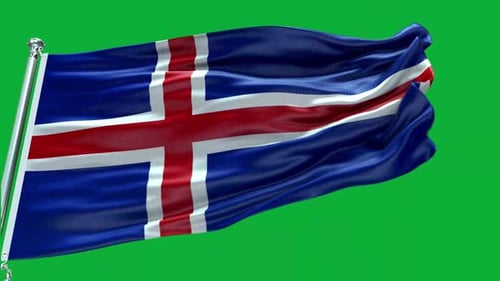Iceland Flag Waving Animation on Green Screen