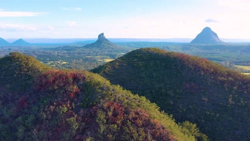 Aerial view of the Glass House Mountains, Queensland, Australia