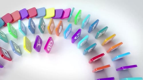 Social Media App Icons Domino Effect Logo Reveal