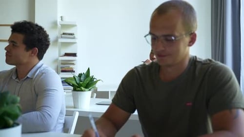 Young Adults Working Together in Bright Room