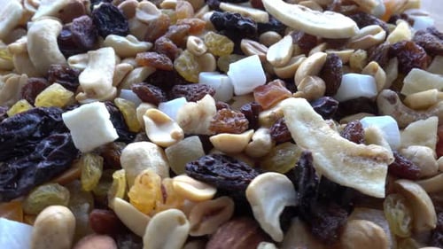 Fondo de frutos secos en rotación