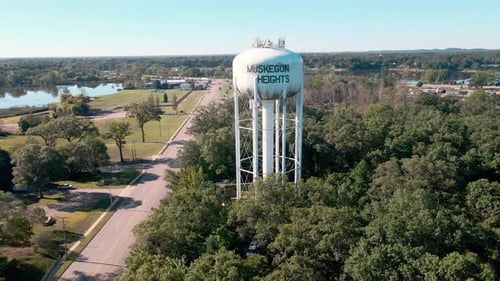 A view of the Water Tower on Getty Street in Muskegon Heights.