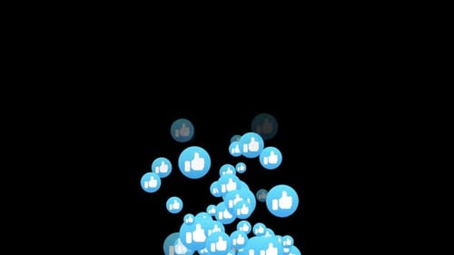 Like Emoji Shape Flying social media black background