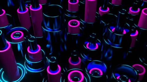 Blue And Pink Moving Abstract Cylinders Background Vj Loop I 4K