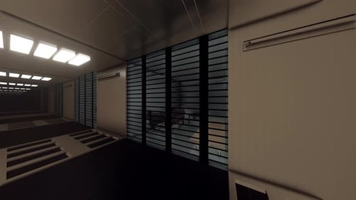 Futuristic Corridor With Opening And Closing Cell Doors