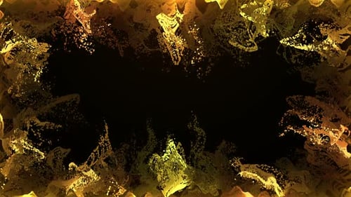 Abstract Golden Fluid Particle Frame Background