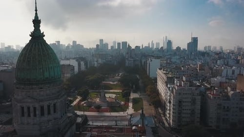 Aerial View of the City of Buenos Aires Congress Building Argentina