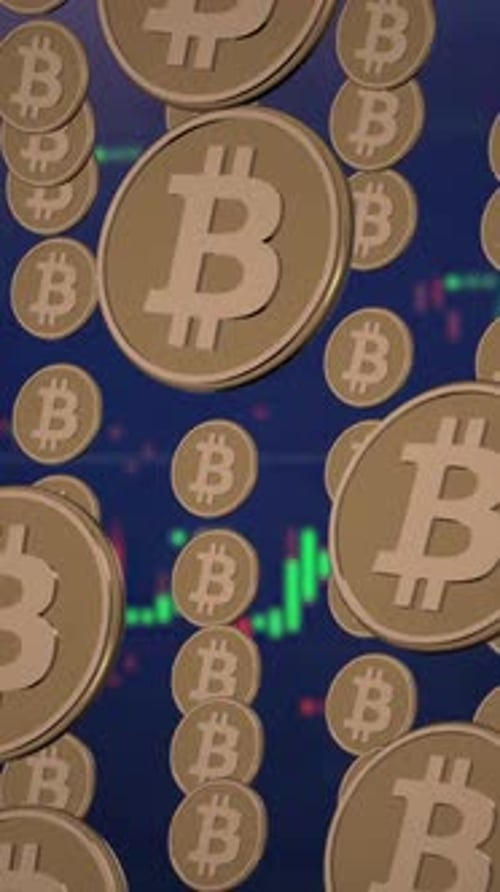 Vertical Video Floating Bitcoin 3D Animation