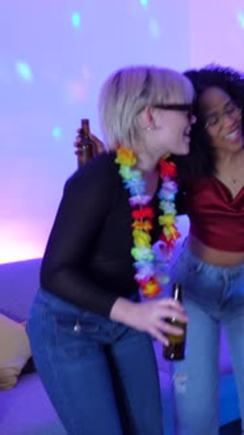 Friends Enjoying Party Dancing and Having Fun