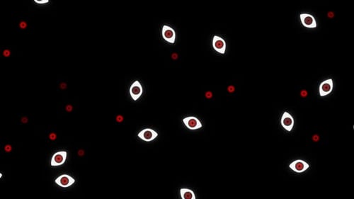Abstract Many Blinking Eyes on Black Halloween Background Animation