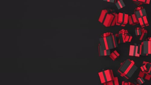 Dynamic Falling Red and Black Gift Boxes Animation