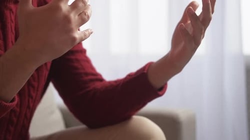 Emotional Conversation Anxious Man Hand Gesturing