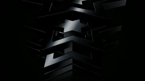 Abstract Black Metallic Geometric Star Animation Loop
