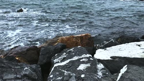 Sea Waves Hitting Cliffs