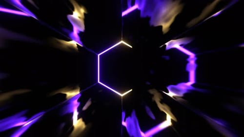 Purple And Yellow Vortex Gate Neon Energy Flow Background VJ Loop In 4K