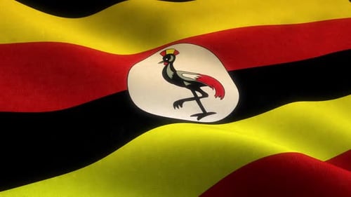 Realistic Waving Flag of Uganda Fabric Animation
