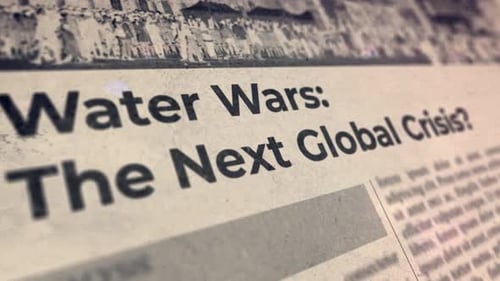 Grungy Newspaper Headline Revealing Global Crisis