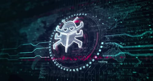 Concept numérique en boucle de symbole d'attaque numérique contre un ver de cybersécurité