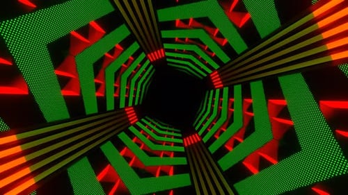 Green And Red Neon Endless Arrow Tunnel Background Vj Loop In 4K