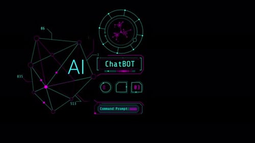 Animated Futuristic AI Chatbot HUD Data Interface