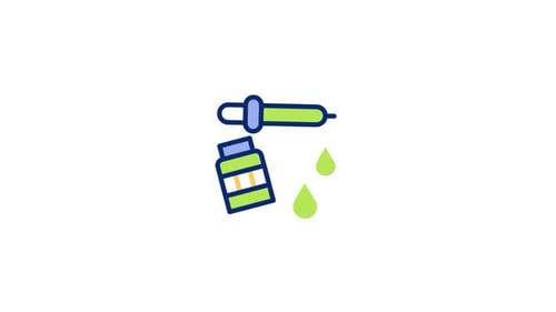 Animated Flat Design Dropper and Bottle Icon