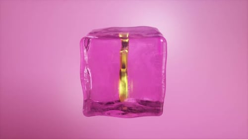 3D Percentage Symbol Rotating In A Pink Cube Animation