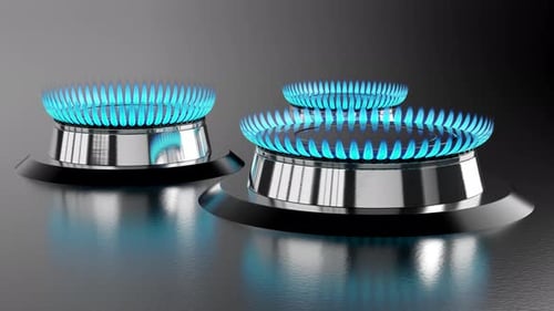 Modern Gas Stove Burners with Blue Flames